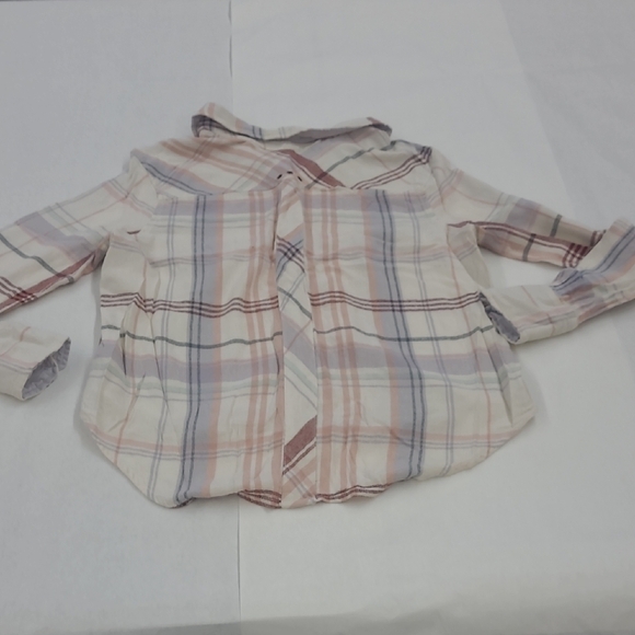 Free People White, Blue, Muave Plaid Shirt Size S - Picture 9 of 10